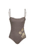 Las Balsas Embroidered One Piece / Black & White Stripes